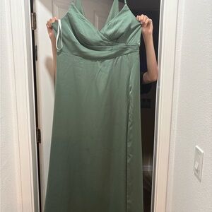 Elegant Green Halter Dress. Dalilah Stretch Satin Dress.